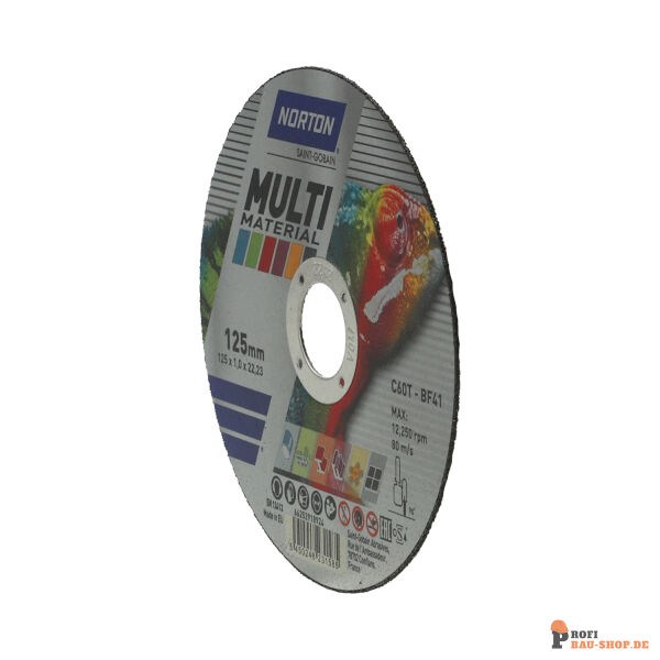 nortonschleifmittel/NORTON_schleifmittel_66252918924 Flat cutting off wheel Angle Grinder Norton MULTI PURPOSE MULTIPURPOSE 125x1x22_23mm_146311